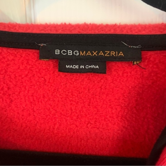 BCBGMaxazria Red and Black Zipper Fleece Hoodie, size L - Picture 2 of 9